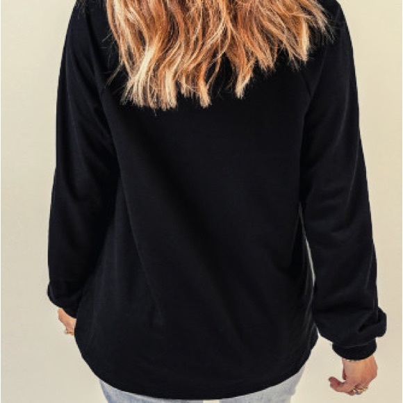 Black Relaxed Fit Crew Neck Pullover Sweatshirt - Picture 3 of 10